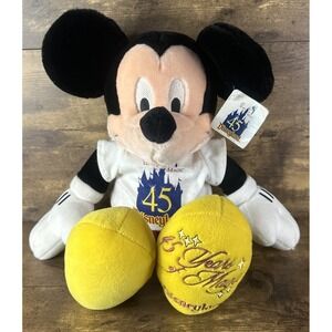 New Disneyland 45 Years of Magic Mickey Mouse Plush Toy with Shirt Fast Shipping